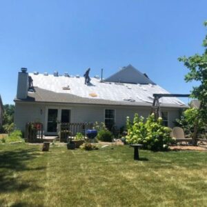Moss Roofers performing a residential roof replacement in Brownsburg