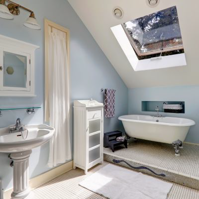 Skylight above a bathroom