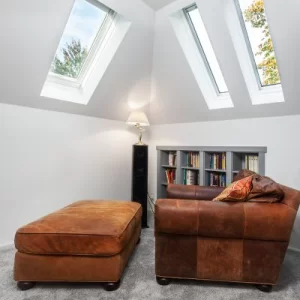 Skylights above a reading area