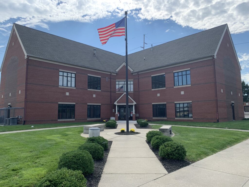 Commercial building with steep slope asphalt roof in Indianapolis