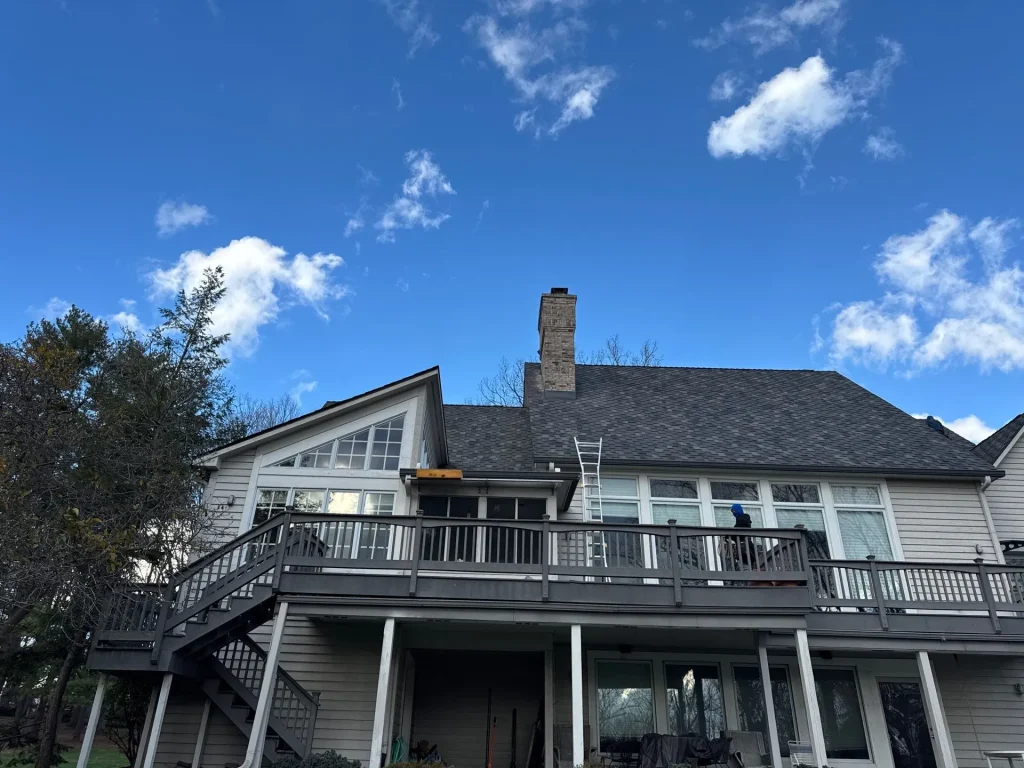 Residential home with new roof replacement
