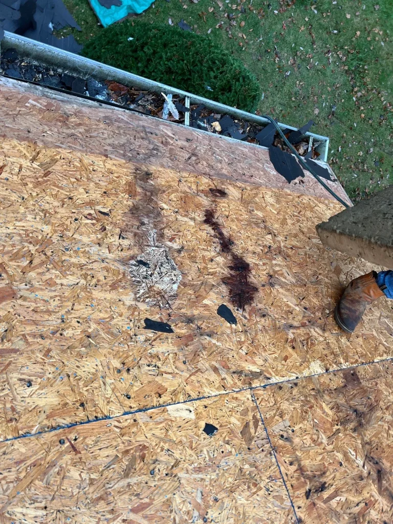 roof decking that was removed and replaced due to damage