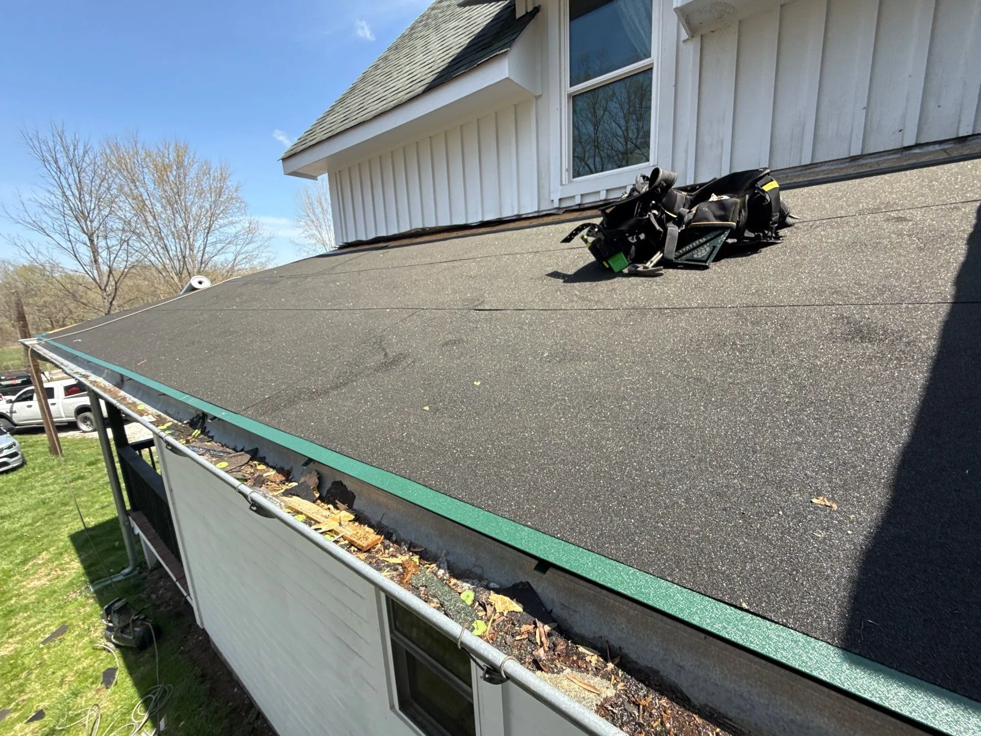 during the metal installation of new porch deck
