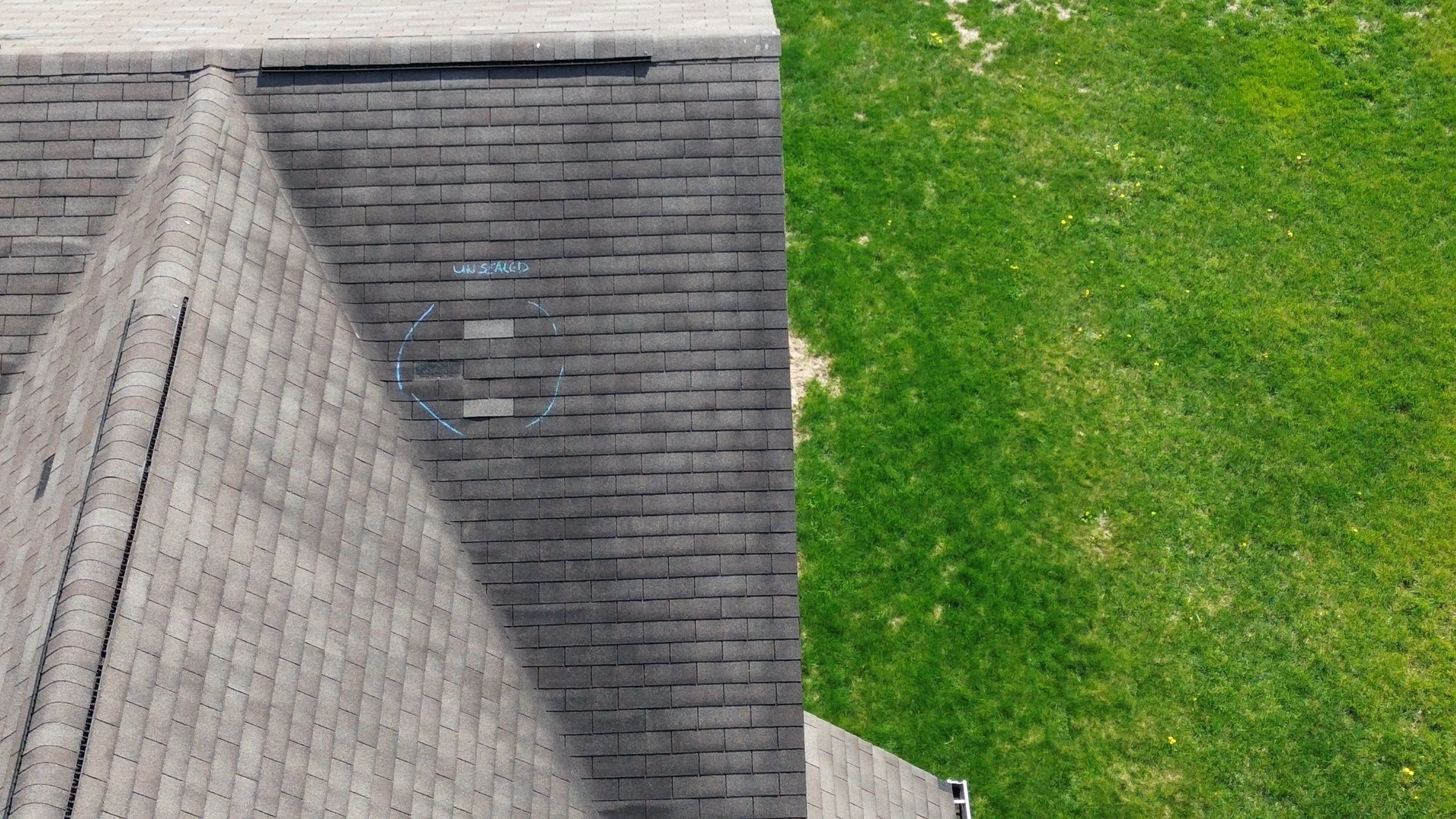 Before Replacement: Missing Shingles on residential home in Plainfield