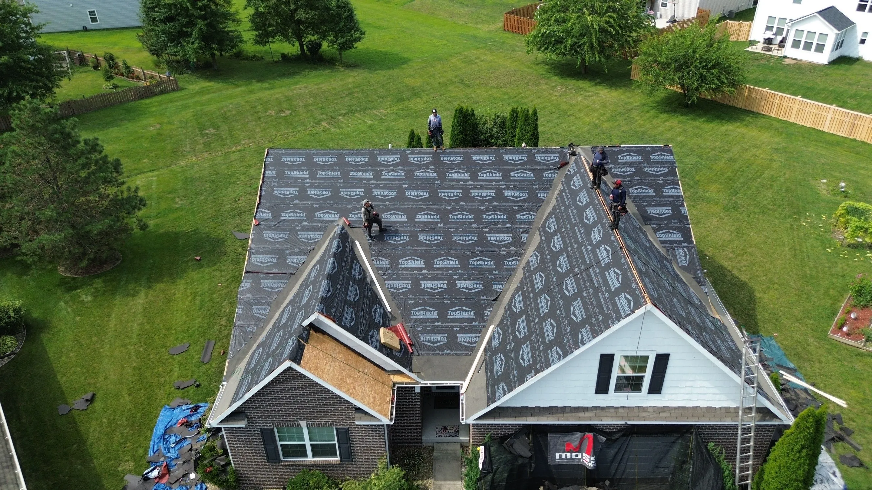 During Roof Replacement: New underlayment on a residential home in Plainfield