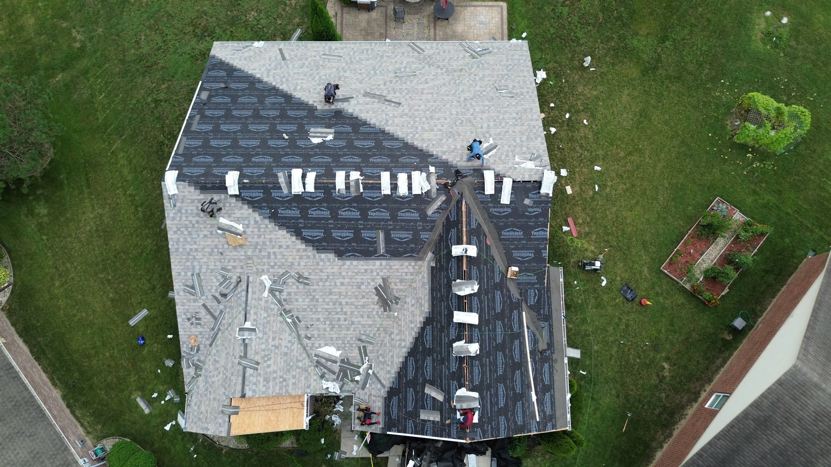new roof almost completed. Residential roof replacement project in Plainfield